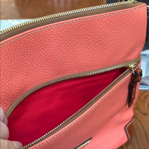 Dooney & Bourke Pink and Brown Crossbody Bag with Pebbled Leather - Picture 4 of 7